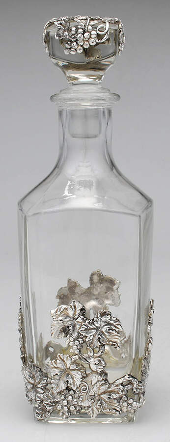 Grape (Aluminum, Hollowware) Metal Overlay Wine Decanter by Arthur Court-1
