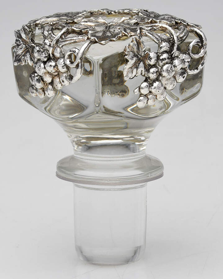 Grape (Aluminum, Hollowware) Metal Overlay Wine Decanter, Stopper Only by Arthur Court-1