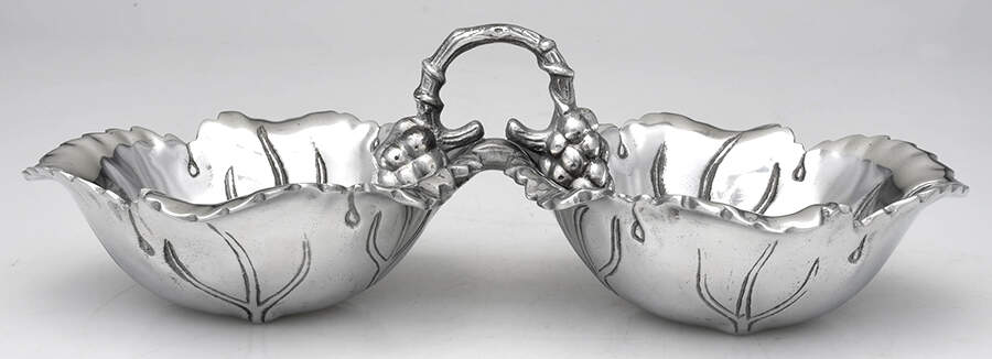 Grape (Aluminum, Hollowware) Center Handled 2 Part Relish by Arthur Court-1