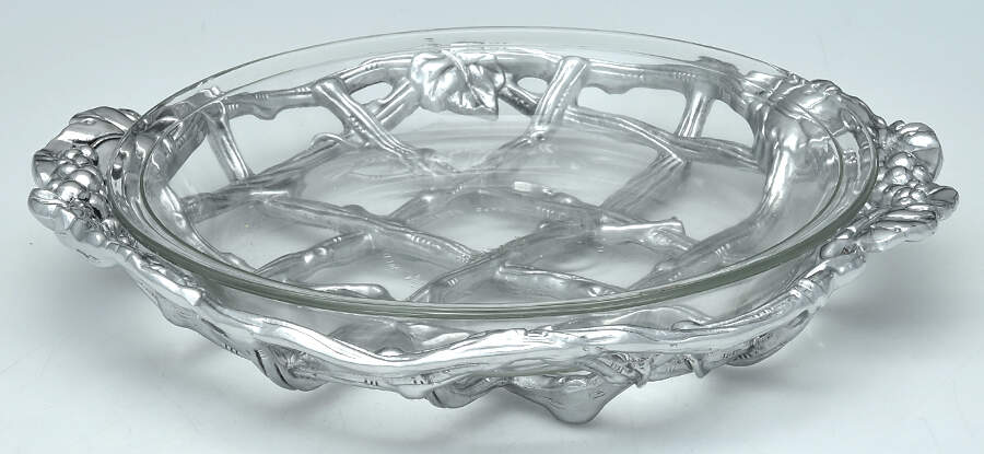 Grape (Aluminum, Hollowware) Pie Plate & Glass Liner by Arthur Court-1