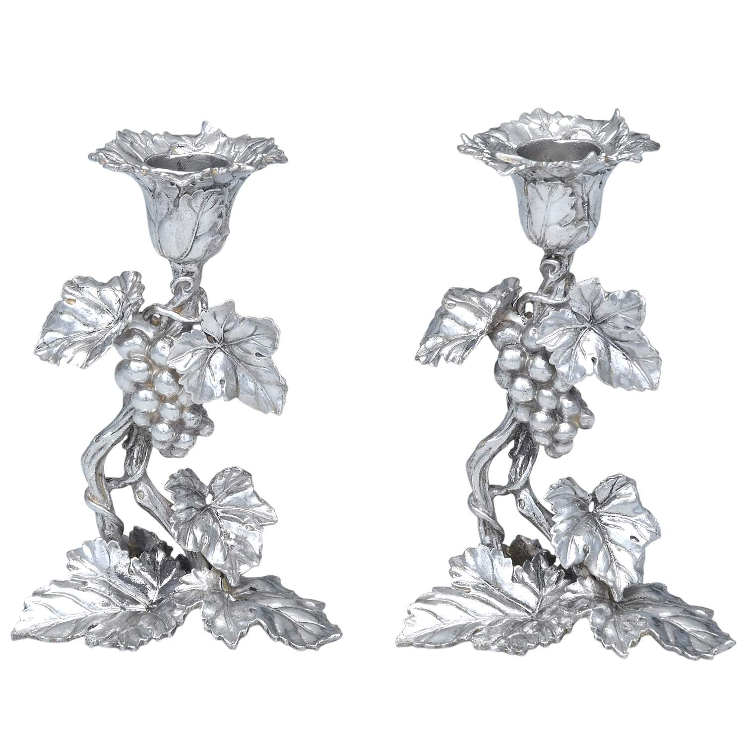 Grape (Aluminum, Hollowware) Pair of 6" Candlesticks by Arthur Court-1