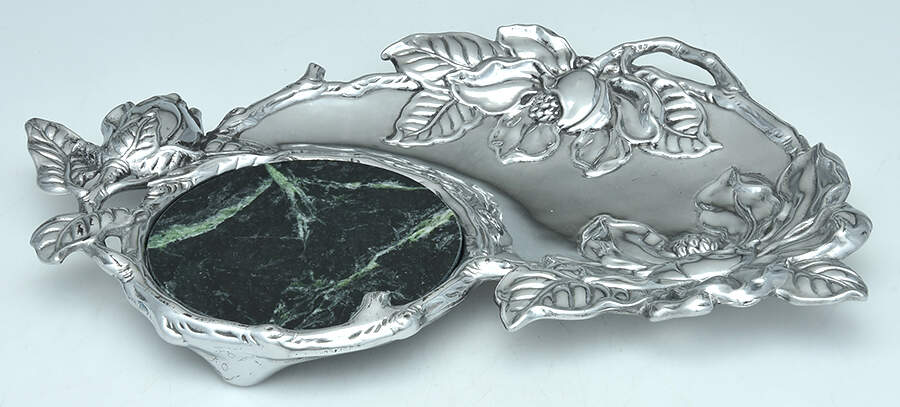 Magnolia (Aluminum, Hollowware) Cheese & Cracker Server by Arthur Court-1