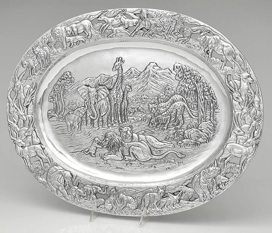 Safari (Aluminum, Hollowware) 18" Oblong Tray by Arthur Court-1