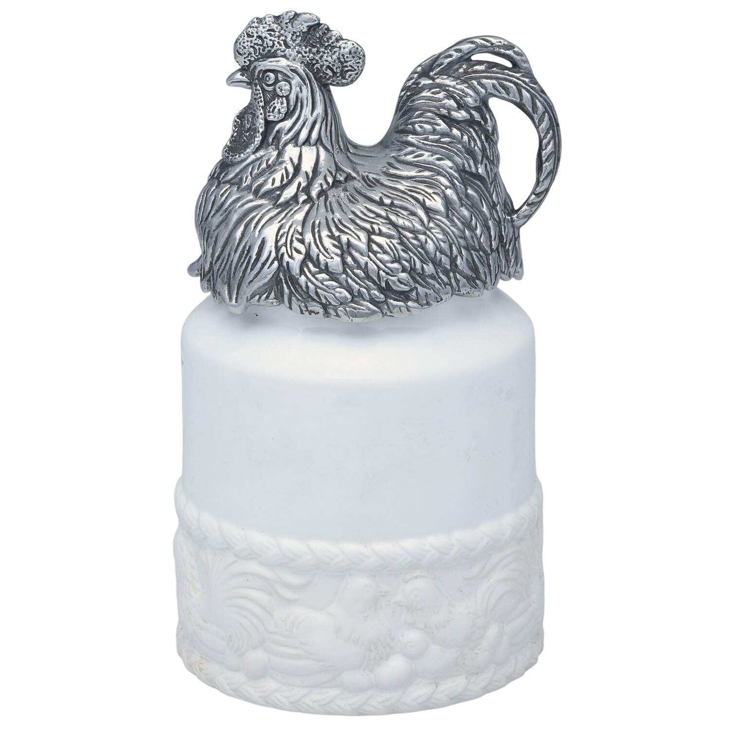 Rooster (Aluminum, Serveware) Small Ceramic Canister & Lid by Arthur Court-1
