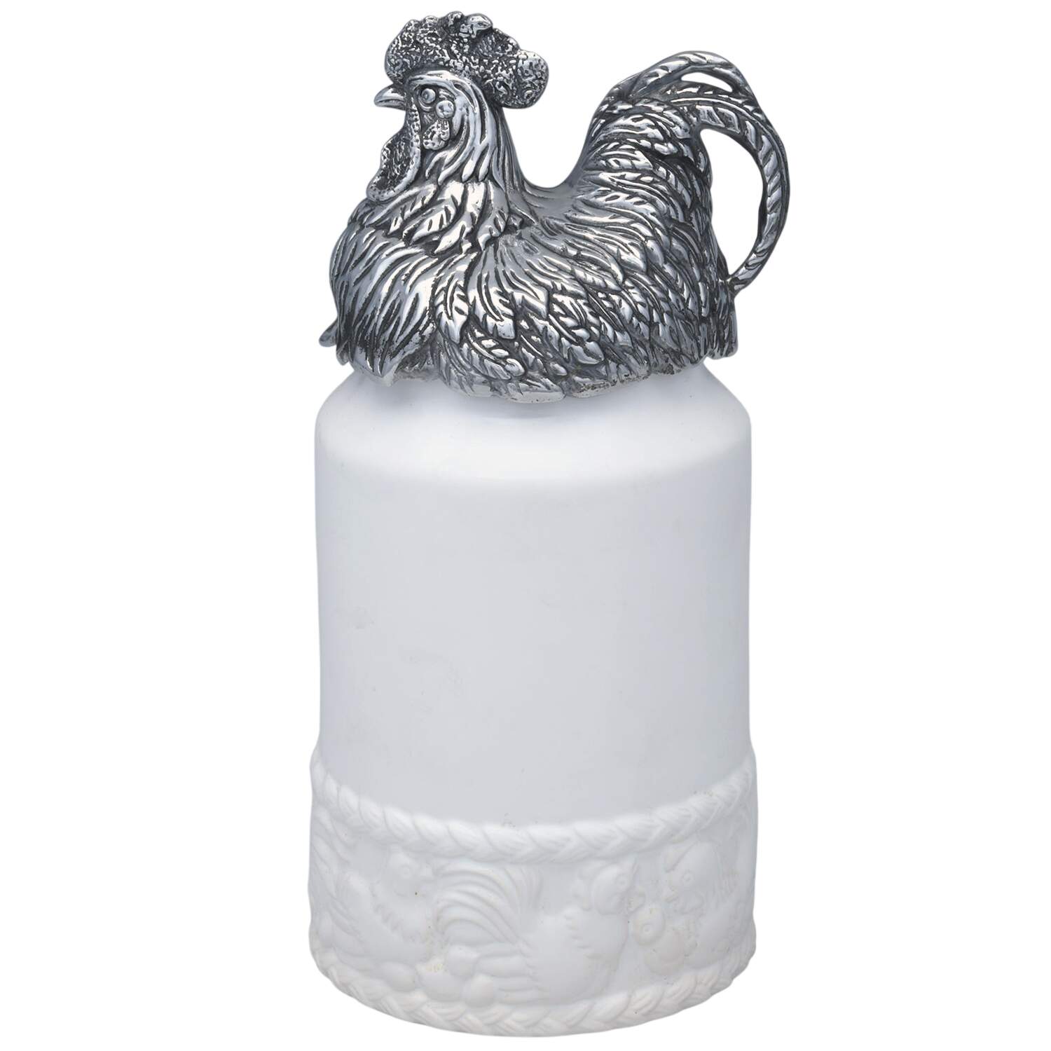 Rooster (Aluminum, Serveware) Medium Ceramic Canister & Lid by Arthur Court-1