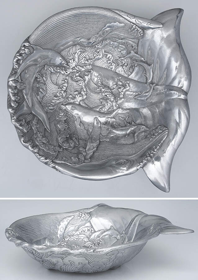 Wonders of the Water (Aluminum, Serveware) 13" Salad Serving Bowl by Arthur Court-1