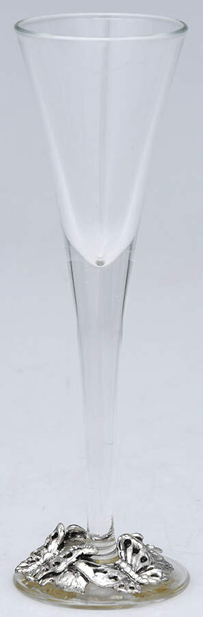 Butterfly (Aluminum, Serveware) Glass Cordial with Metal Stem & Base by Arthur Court-1