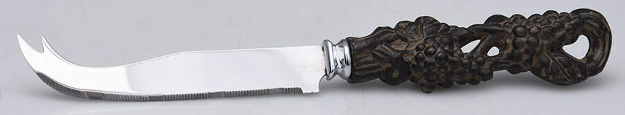 Grape Tuscan (Metal, Hollowware) Cheese/Bar Knife Hollow Handle 2 Prong by Arthur Court-1