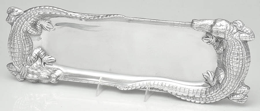 Alligator (Aluminum, Hollowware) 19" Oblong Tray by Arthur Court-1