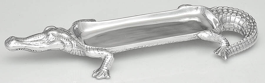 Alligator (Aluminum, Hollowware) 17" Bread Tray by Arthur Court-1
