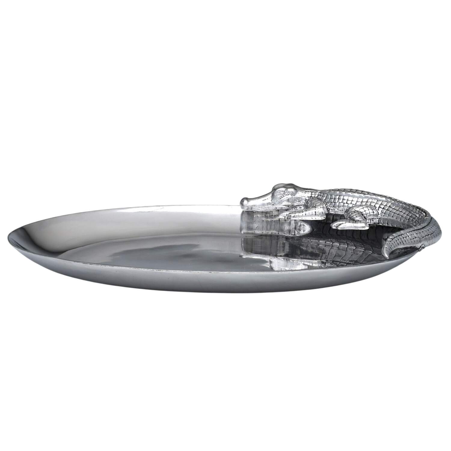 Alligator (Aluminum, Hollowware) 19" Oval Serving Platter by Arthur Court-1