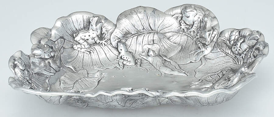 Frog (Aluminum, Hollowware) 14" Oval Tray by Arthur Court-1