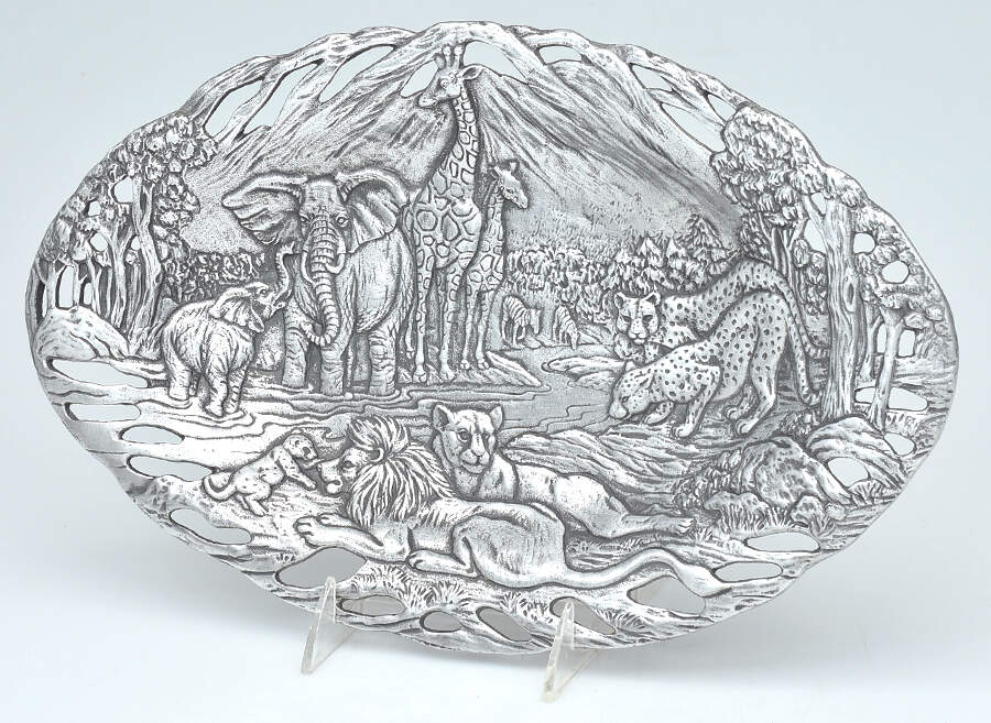 Endangered Kingdom (Aluminum, Hollowware) 14" Oval Tray by Arthur Court-1