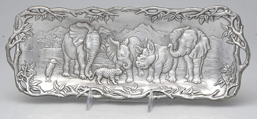 Endangered Kingdom (Aluminum, Hollowware) 14" Oblong Tray by Arthur Court-1