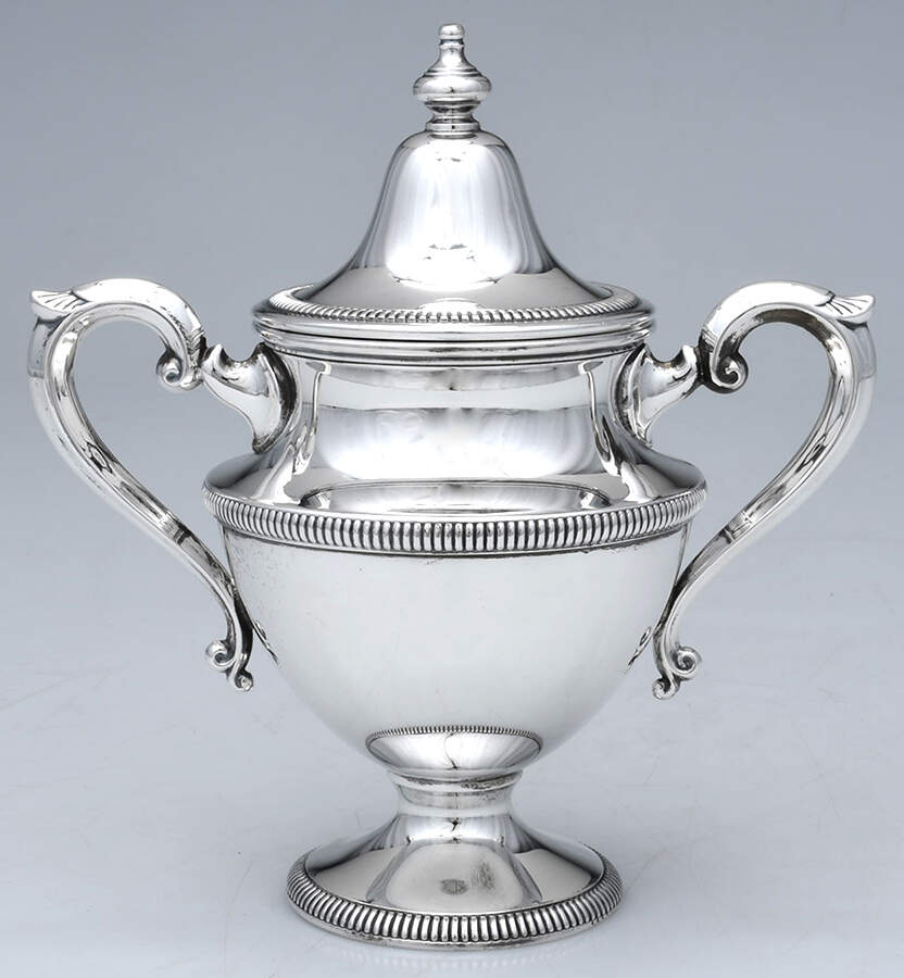 X100-Plain(Sterling, Hollowware) Sugar Bowl & Lid by Artcraft Silversmith-1