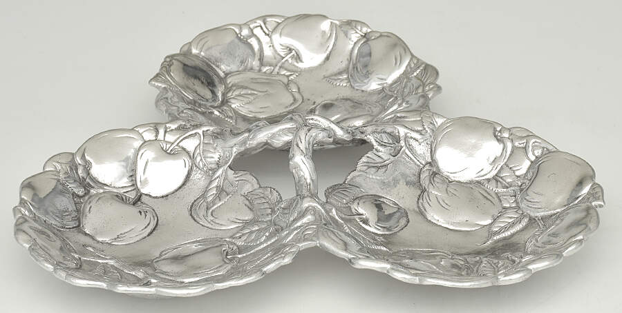 Apple (Aluminum, Hollowware) 3 Part Divided Server by Arthur Court-1