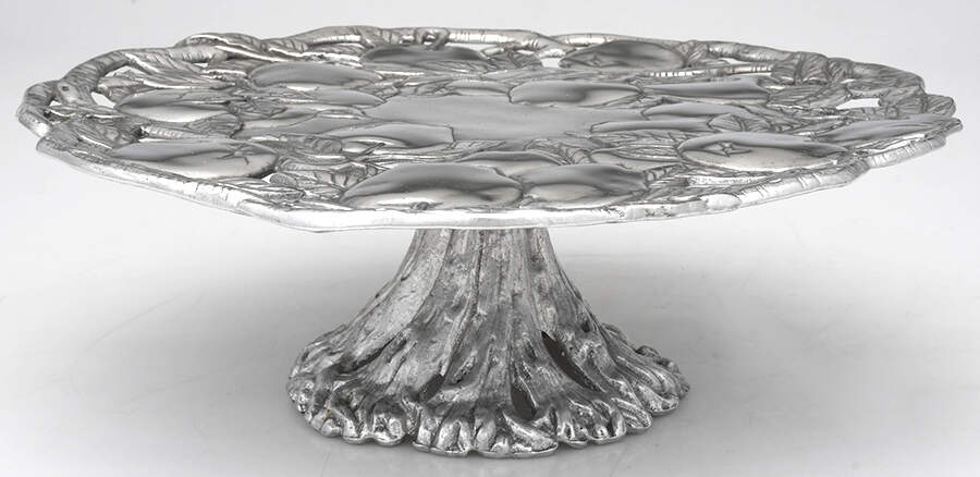 Apple (Aluminum, Hollowware) 11" Diameter Pedestal Cake Stand by Arthur Court-1