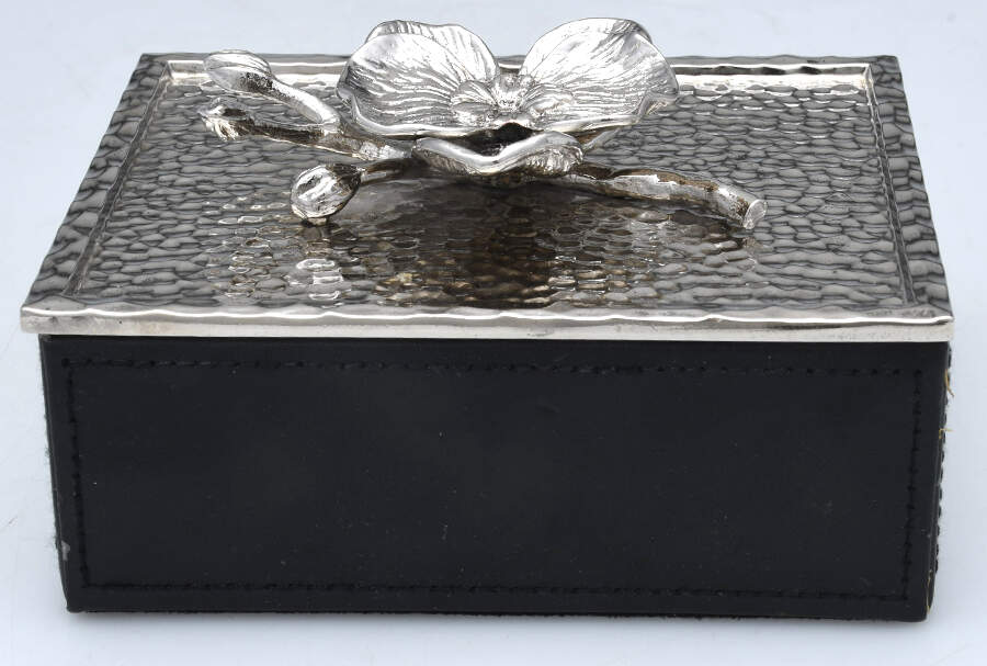 White Orchid (Nickelplate, Hollowware) Jewelry Box & Lid by Michael Aram-1