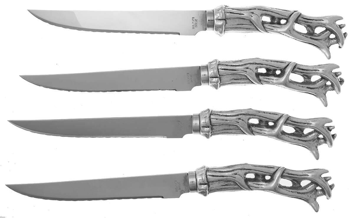 Antler (Pewter, Hollowware) Individual Steak Knife Hlw Hdl Serrate Blade - Set of 4 by Arthur Court-1