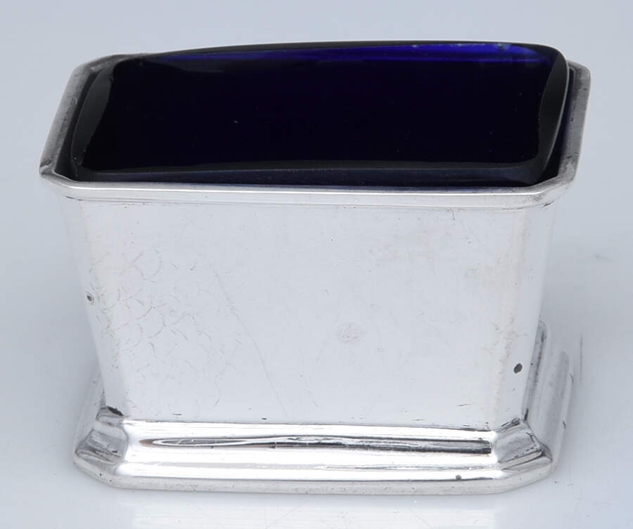 Sterling Hollowware Open Salt Master-W/Cobalt Liner by Atkin Brothers, Ltd-1