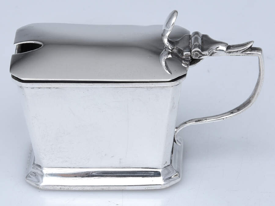 Sterling Hollowware Mustard Pot with Hinged Lid & Cobalt Liner by Atkin Brothers, Ltd-1