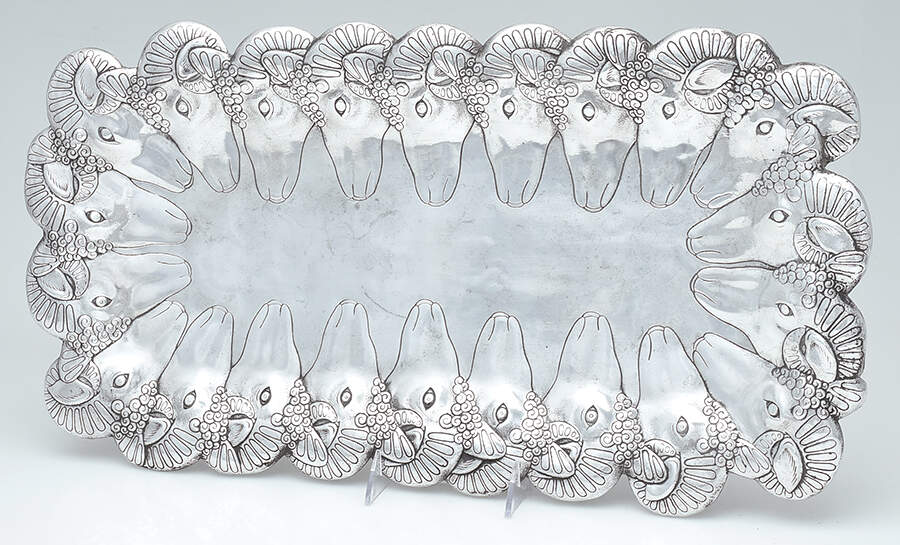 Ram (Aluminum, Hollowware) 22" Rectangular Tray by Arthur Court-1
