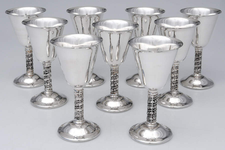 AL51 (Silverplate, Hollowware) (Set of 8) Wine Goblet by A. Lara (Spain)-1