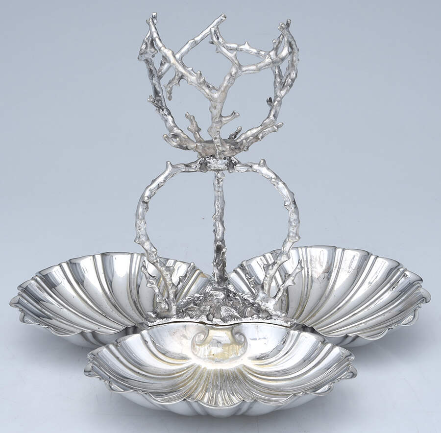 ALX5 (Silverplate, Hollowware) Silverplate 3-Shell Bon Bon by Alexander Clark Co-1