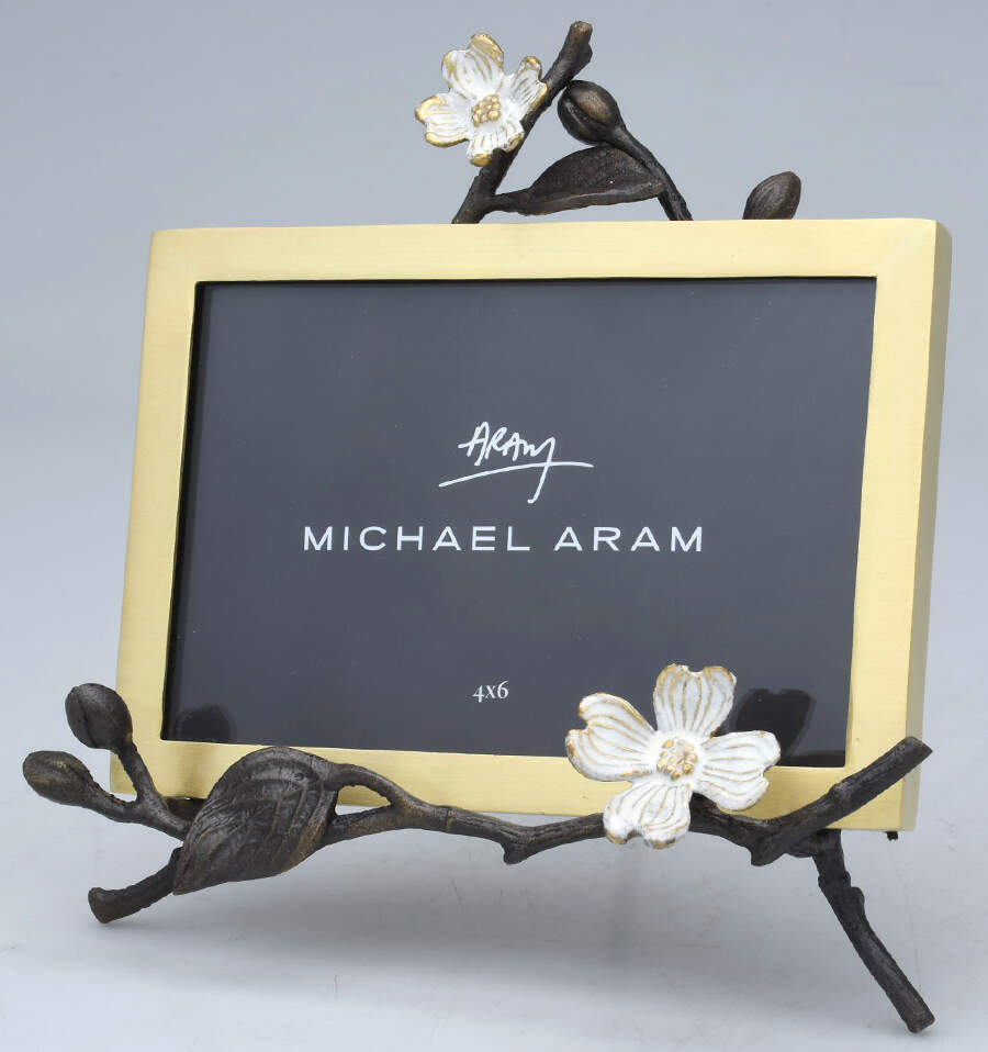 Dogwood Collection (Metal, Hollowware) 4" X 6" Picture Frame with Easel by Michael Aram-1