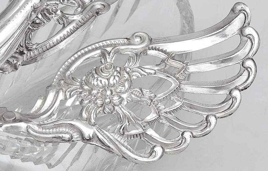 Sterling Hollowware Swan Master Salt with Sterling Wing & Head & Crystal Base by Albert Bodemer-2
