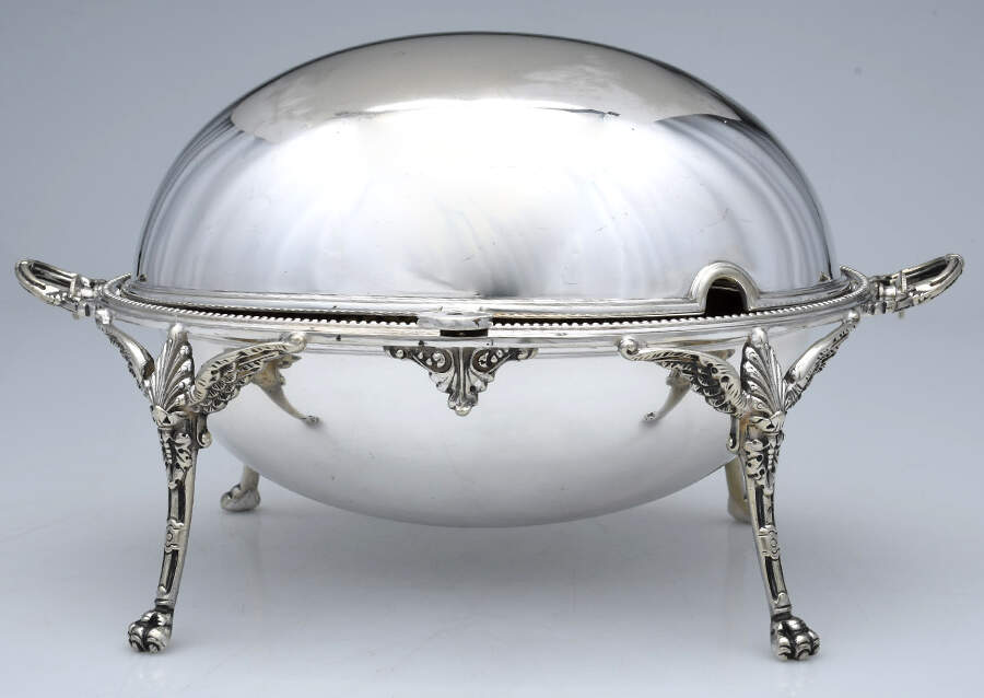 2HS1 (Silverplate, Hollowware) Oval Roll Top Vegetable Bowl by Henry Stratford Ltd.-1