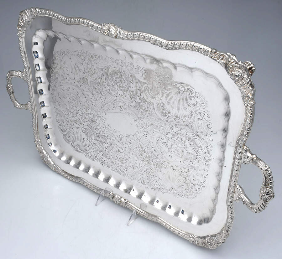 Silverplate Hollowware Large Footed Waiter Tray by Birmingham Silver Co-1