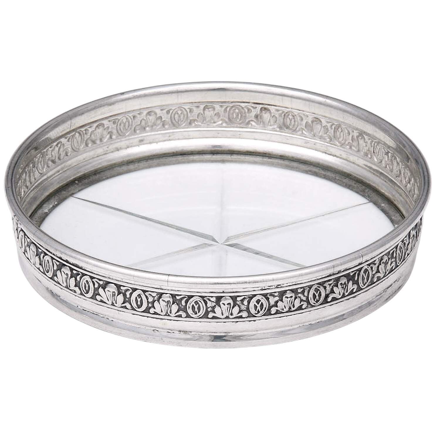 Sterling Hollowware Crystal Coaster with Sterling Rim by Birks Silver-1