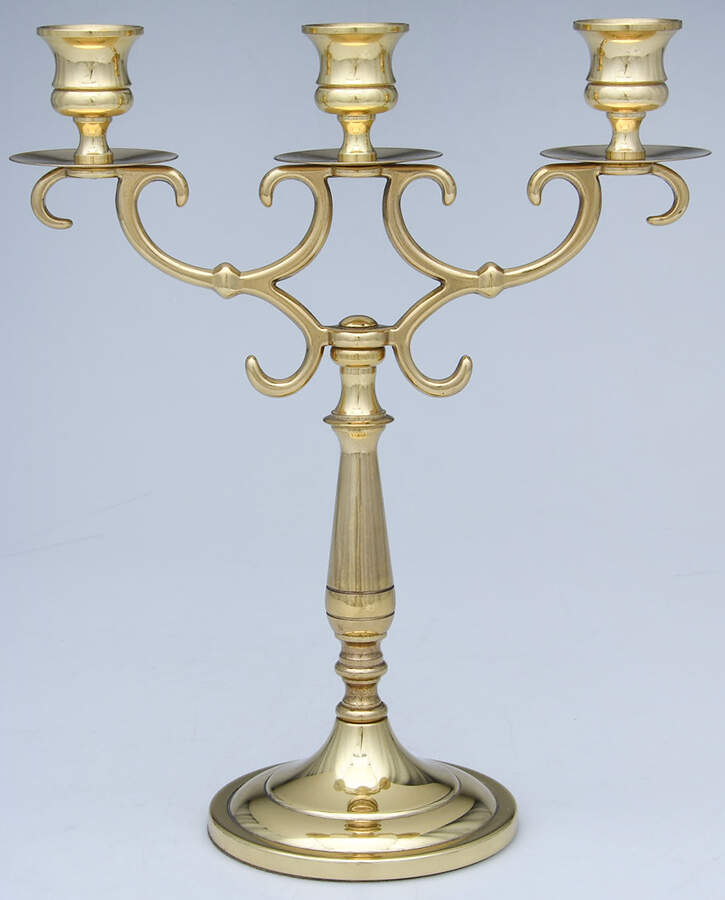 Brass Candlesticks 11" 3 Light Candleabra by Baldwin Brass-1
