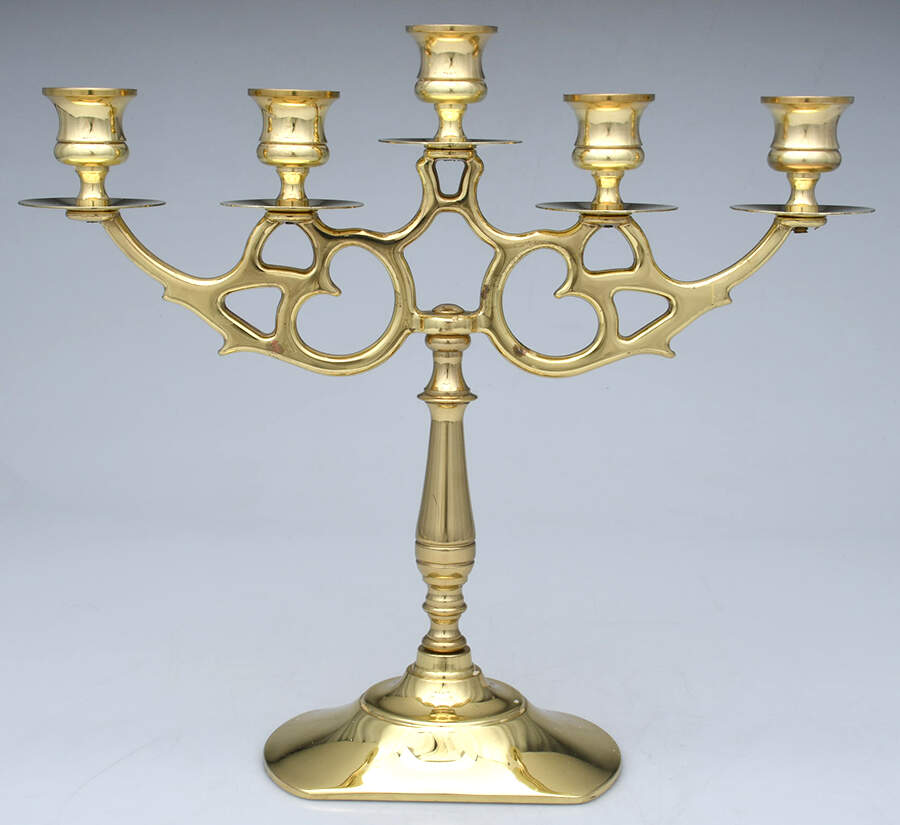Brass Candlesticks 11" 5 Light Candelabra by Baldwin Brass-1