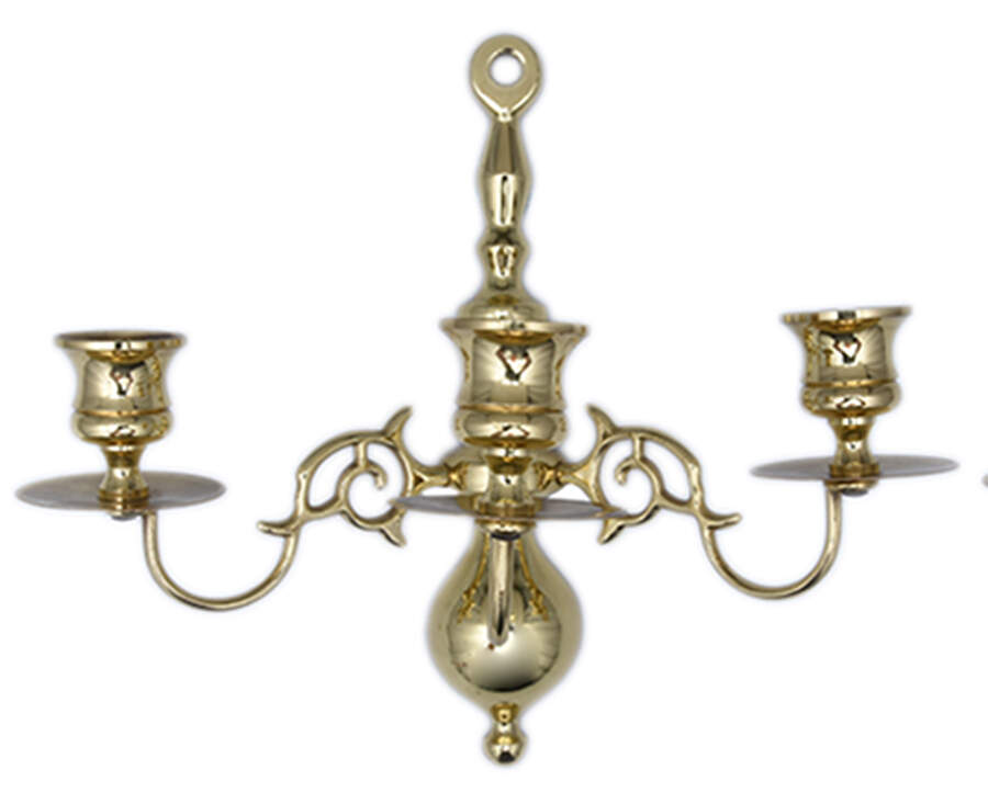 Brass Candlesticks 3 Arm Wall Sconce by Baldwin Brass-1