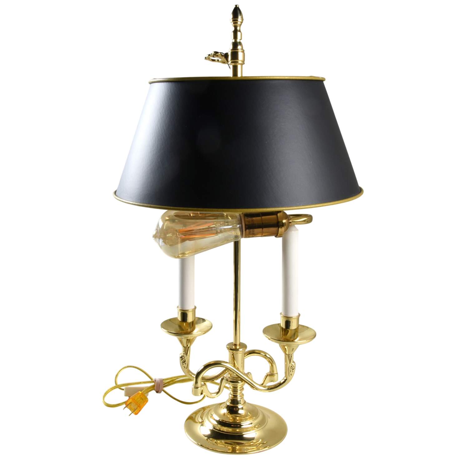 Brass Candlesticks 23" Electric Lamp & Shade by Baldwin Brass-1