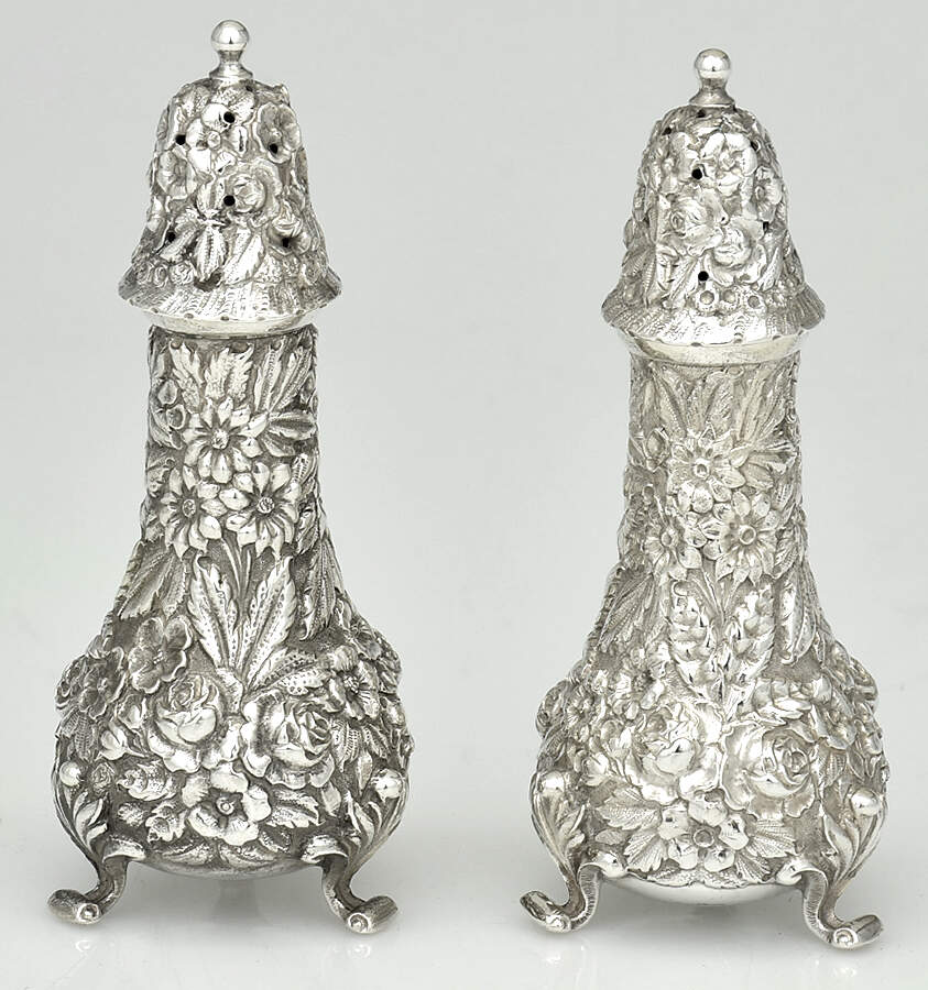 Repousse (Sterling, Hollowware) Salt and Pepper Set by Baltimore-1