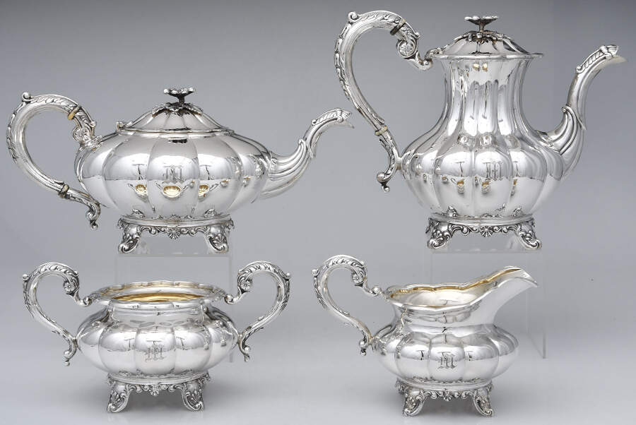 55 (Sterling, Hollowware) 4 Piece Tea Set (SCP, STP, SCR, SSUO) by Birks Silver-1