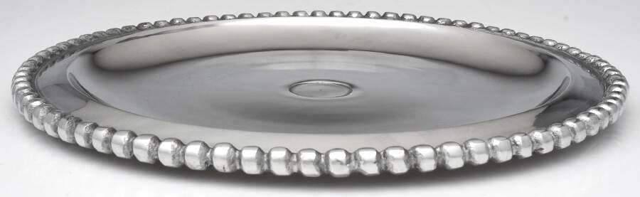 Silver Beaded (Metal, Hollowware) Tray for Chip & Dip Set by Biltmore for Your Home-1