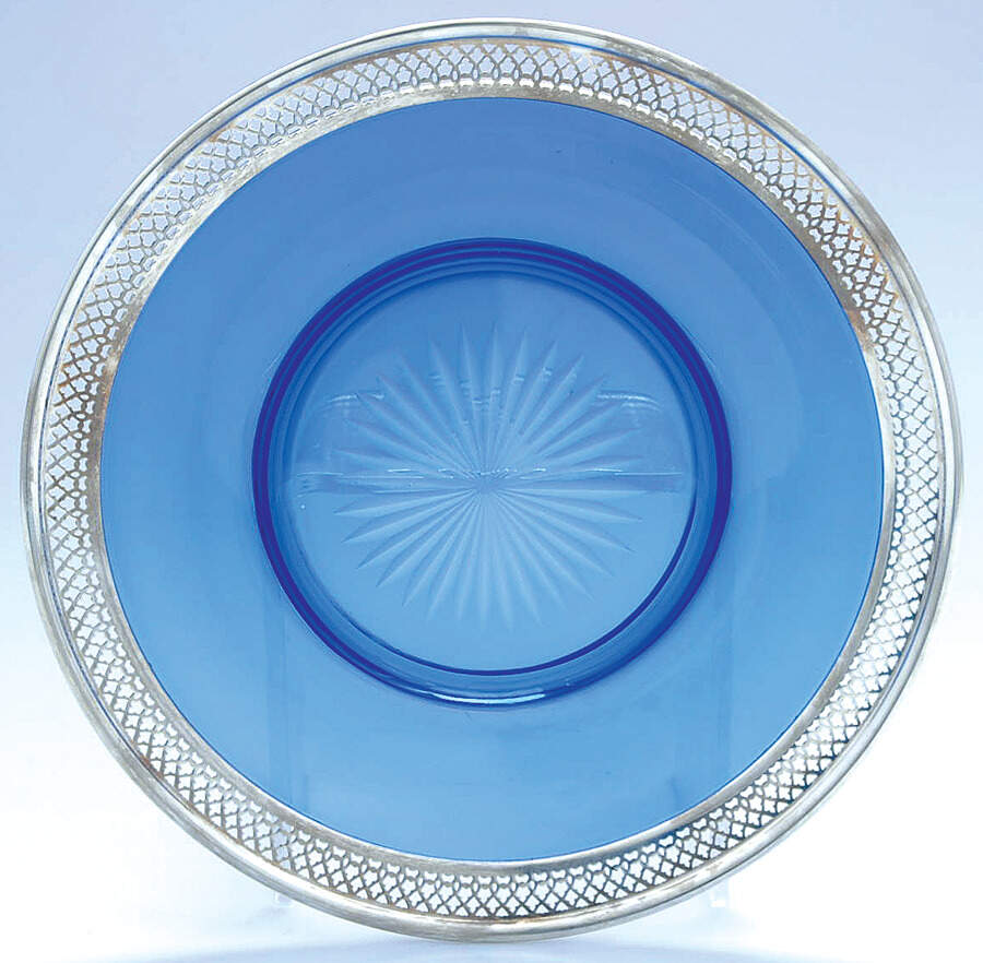 286 (Sterling, Hollowware) Crystal Sandwich Plate W/Silver Rim by Bailey, Banks & Biddle-1