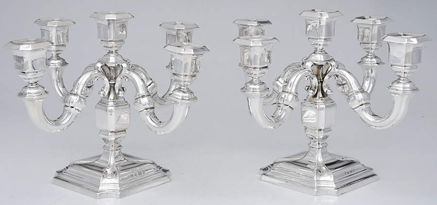 13214 (Sterling, Hollowware) Pair of 8" 5 Light Candelabra by Bruckmann & Sohne-1