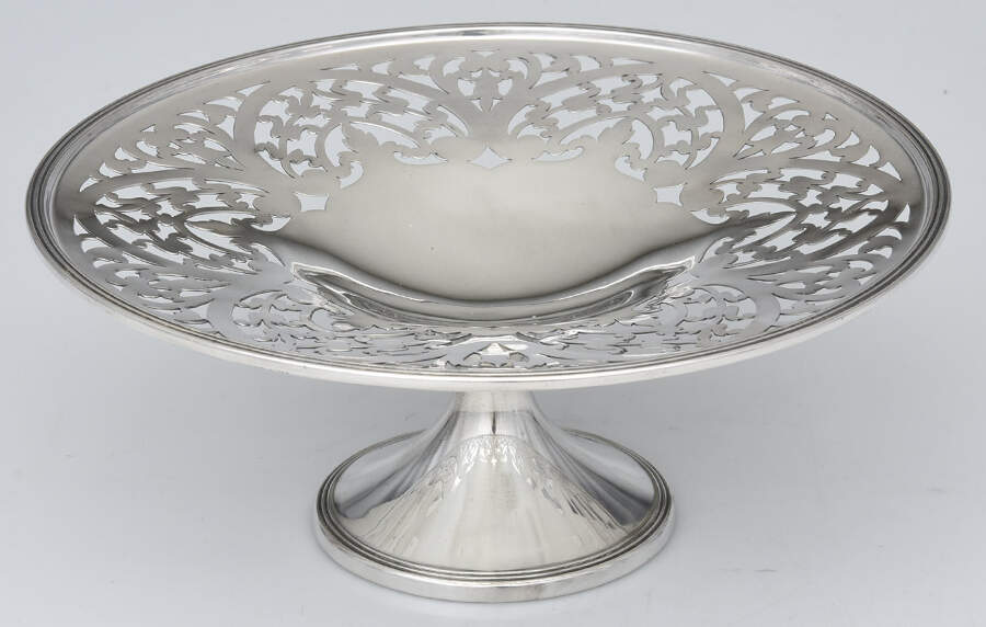 A24 (Sterling, Hollowware) Pierced Footed Cake Plate by Baker Manchester-1