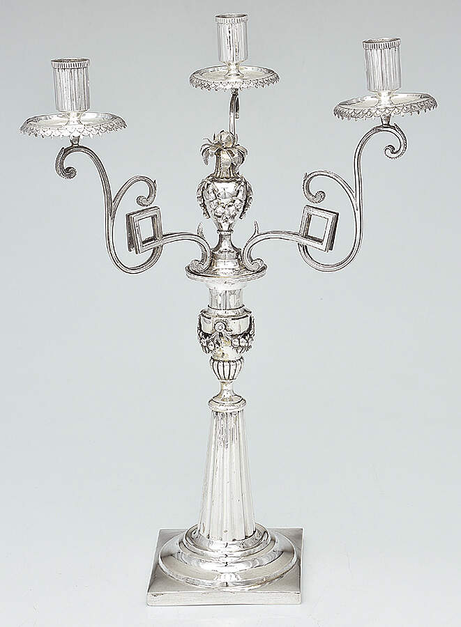 B9LB9L1 (Sterling, Hollowware) Large 3-Light Candelabra by Johann Gottlieb Biller-1