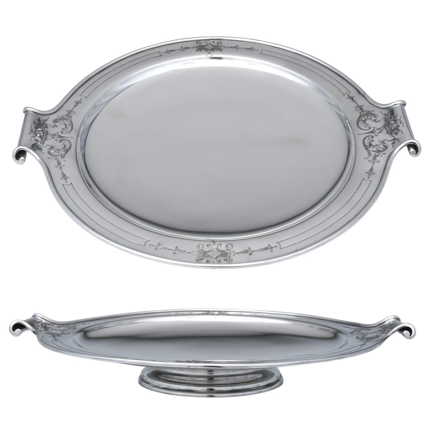 626C (Sterling, Hollowware) 11" Footed Handled Cake Plate by Barbour Silver (USA)-1