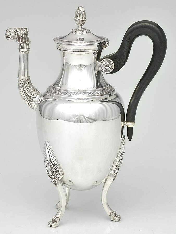 Malmaison-Beauharnais (Silverplate, Hollowware) Black Handle Coffee Pot by Christofle France-1