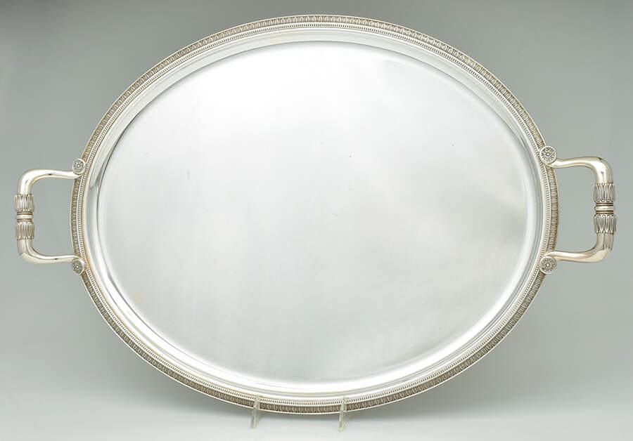 Malmaison-Beauharnais (Silverplate, Hollowware) Large Silverplate Waiter Tray by Christofle France-1