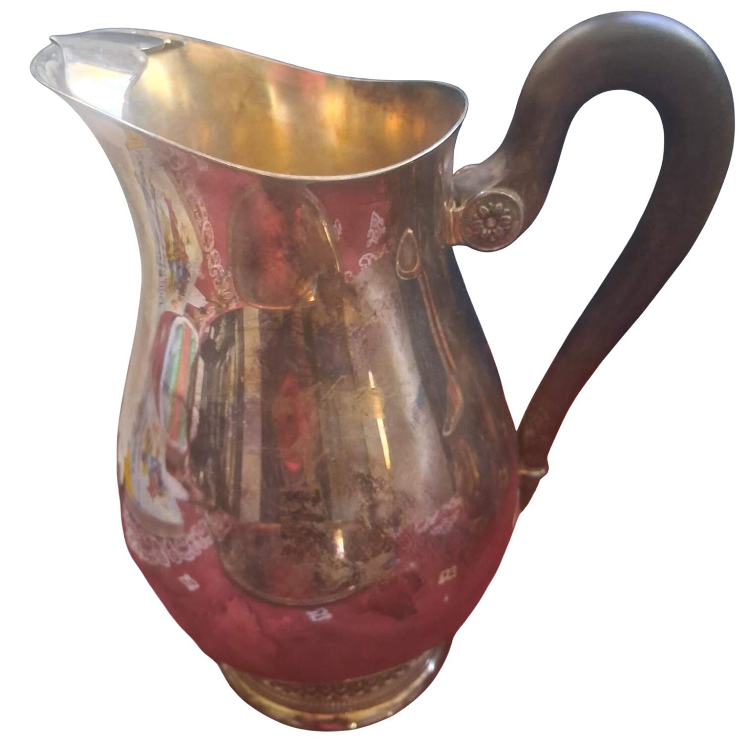 Malmaison-Beauharnais (Silverplate, Hollowware) Ice Lip Water Pitcher with Wood Handle by Christofle France-1