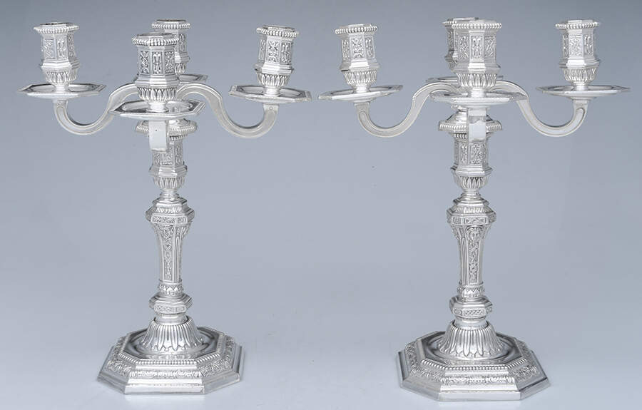 Louis Duperier (Silverplate, Hollowware) Pair of 4  Light Candelabra by Christofle France-1