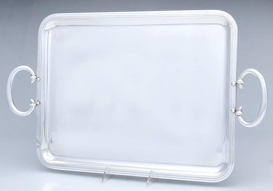 Bagatelle (Silverplate, Hollowware) Large Silverplate Waiter Tray by Christofle France-1